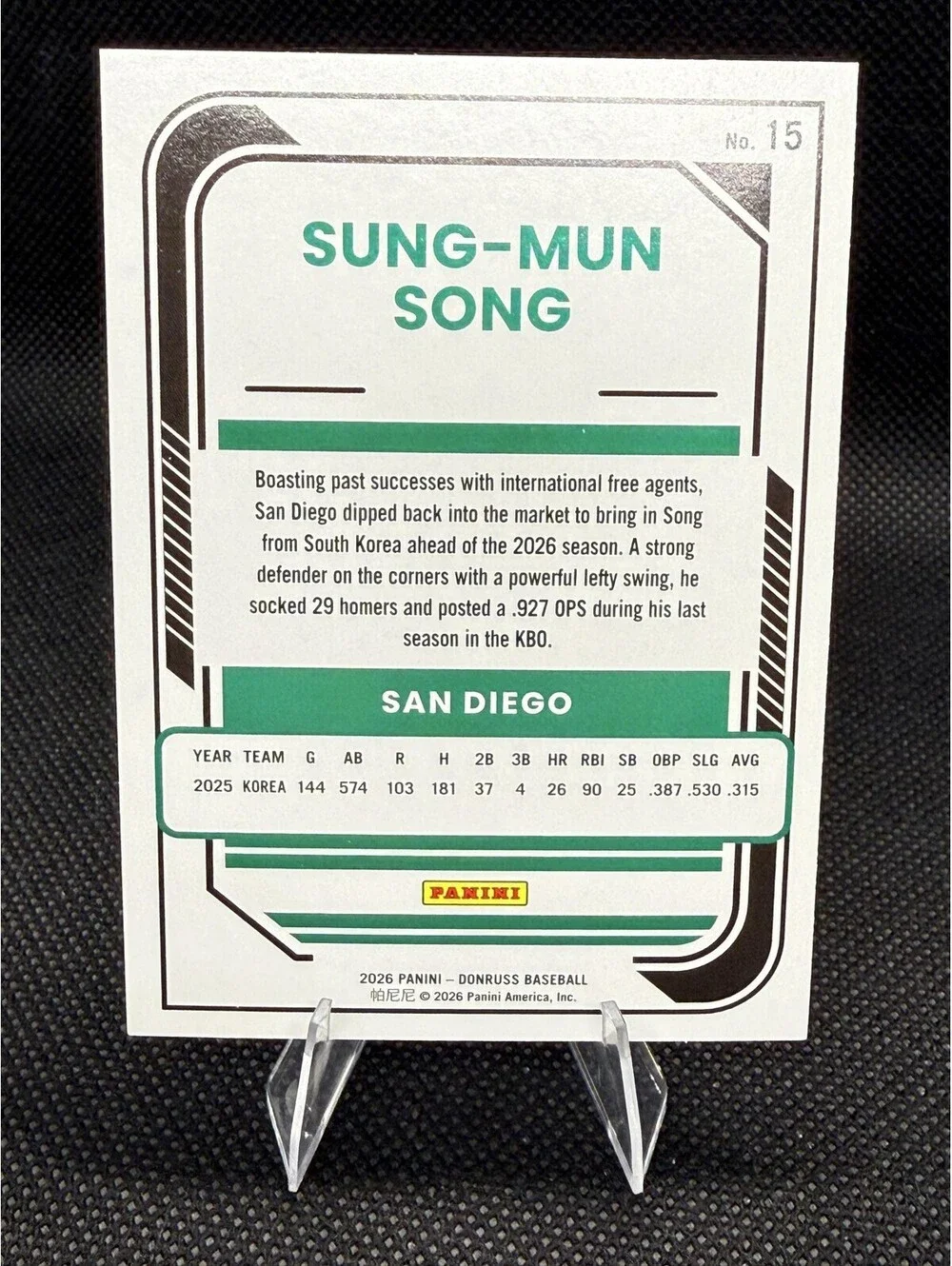 Sung-Mun Song #15 2026 Donruss San Diego Padres